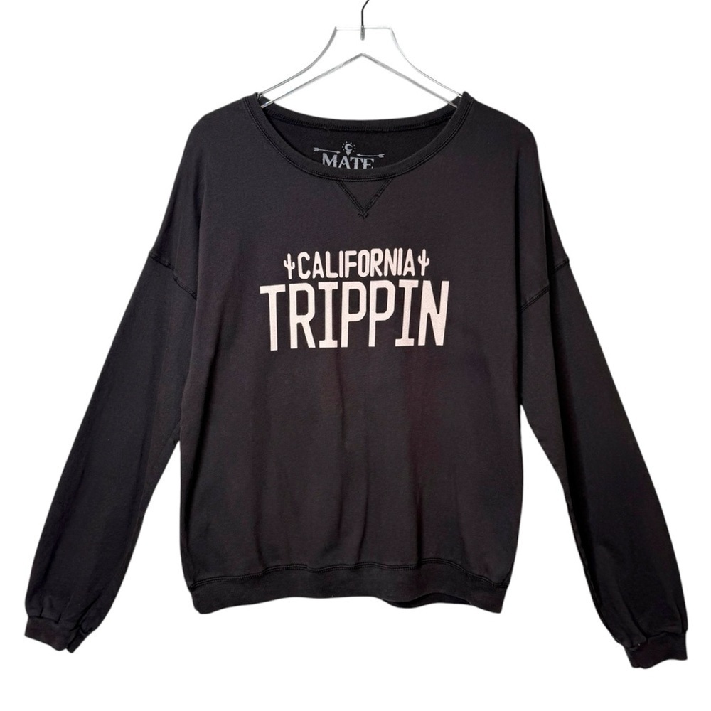 NWOT Mate the Label Black Wash California Trippin' Women's Long Sleeve Top M